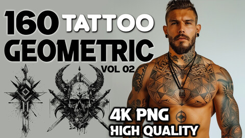 160 Geometric Tattoo (PNG Files)-4K- High Quality - Vol 02