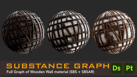 Abandoned Wooden Wall Substance 3D Designer Graph (sbs) + (sbsar) Material + 4k Textures