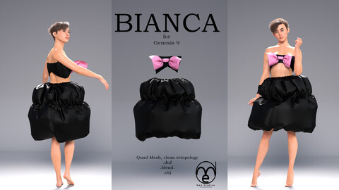 Bianca Dress Black Bow for Genesis 9