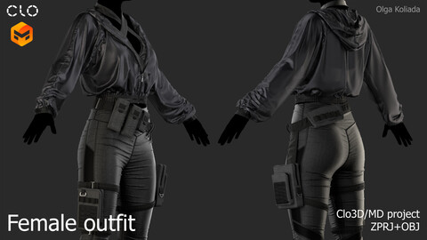 Female outfit. Marvelous Designer/Clo3d project+OBJ