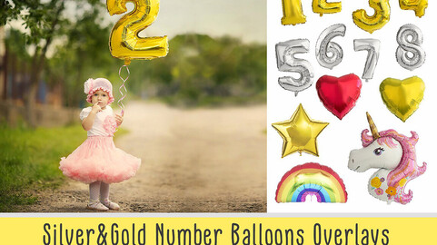 Shaped Number Balloons Overlays