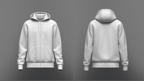 Men's Front Zip Hoodie 3d Model