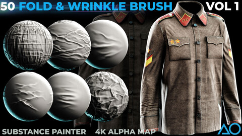 50 Folds and Wrinkle Brush - Substance Painter + 4k Alpha Map