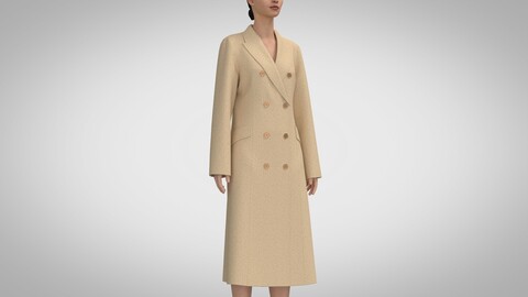 Women Redingote, Marvelous Designer, Clo + obj, fbx