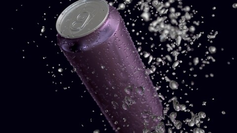 Aluminum Can 500ml with Water Drops and Splash