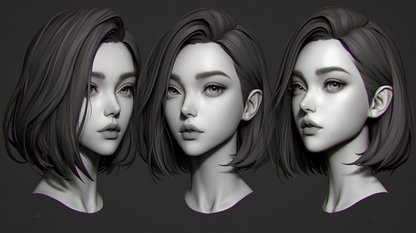 ArtStation - +300 Chinese Female Head Sculpt(4k) | Artworks