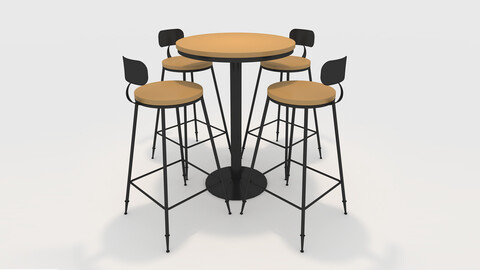 3D Model Bar Table And Chair 1