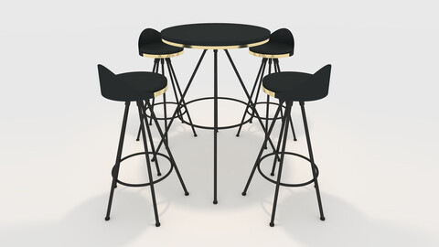 3D Model Bar Table And Chair 4