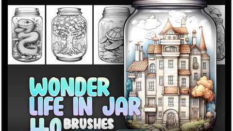 40 Wonder Life In Jar Procreate Brushes | Wonder Life In Jar Photoshop Brushes | Glass Jar Procreate Stamp Brushes | Animals Procreate Stamp Brushes | Nature Procreate Stamp Brushes | Jar Fairy House Procreate Brushes | Magic House Photoshop Brushes