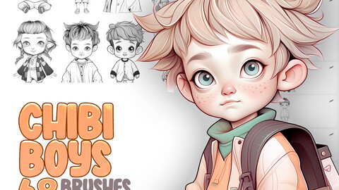 68 Chibi Boys Procreate Brushes | Chibi Boys Photoshop Brushes | Cute Kids Procreate Stamp Brushes | Anime Boys Procreate Stamp Brushes | Manga Boys Procreate Stamp Brushes | Kawaii Children Procreate Photoshop Brushes