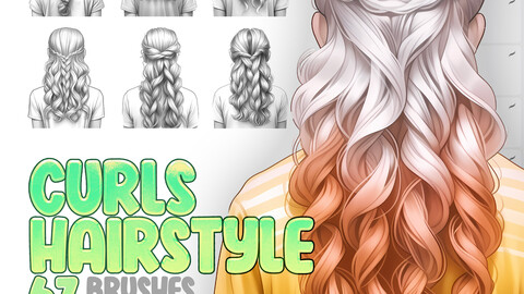 67 Curls Hairstyle Procreate Brushes | Curls Hairstyle Photoshop Brushes | Curly Hair Procreate Stamp Brushes | Haircut Girls Procreate Stamp Brushes | Procreate Hairdo Girls Stamp Brushes | Curly Hair Style Girls Procreate Stamp Brushes