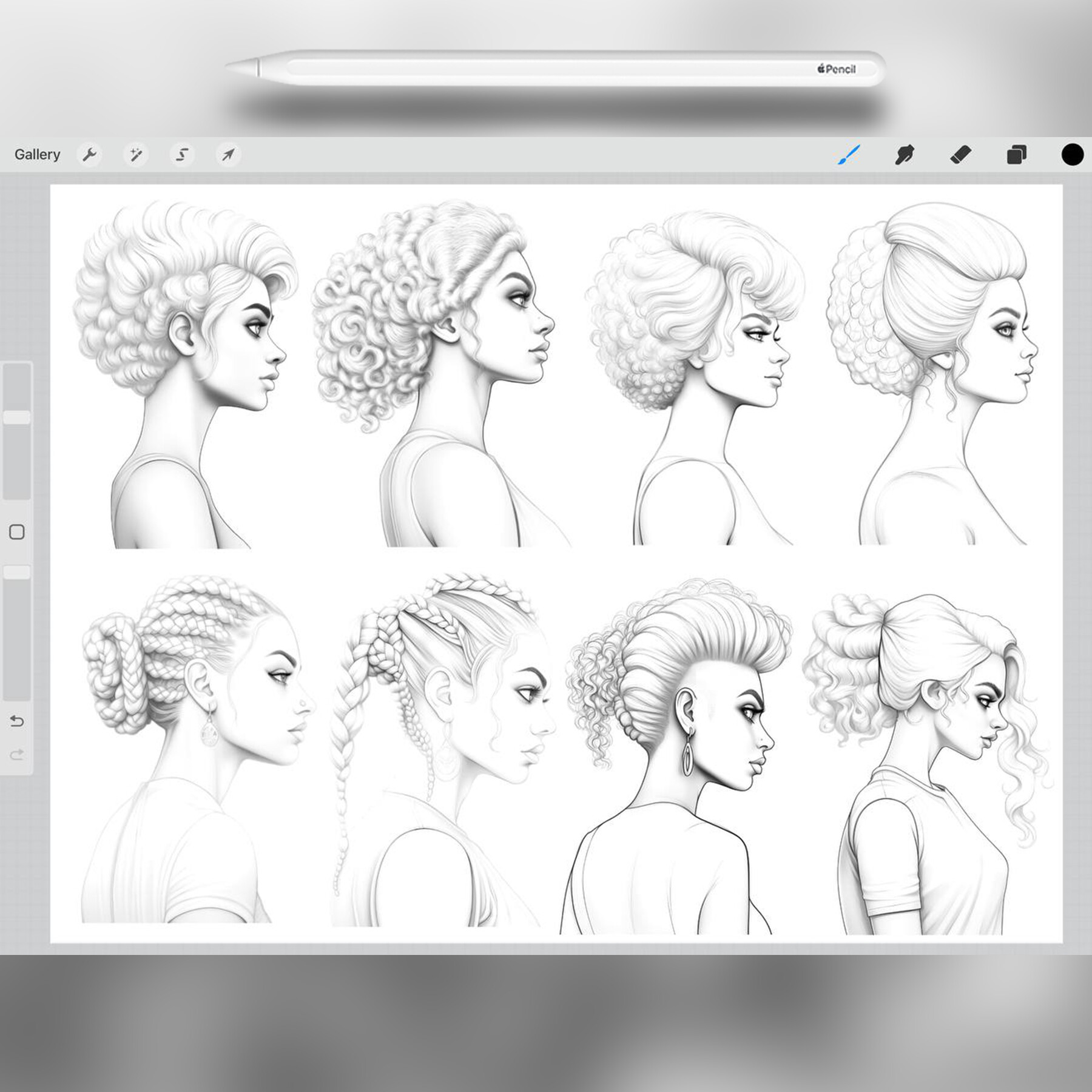 ArtStation - 50 Afro Hairstyle Procreate Brushes | Afro Hairstyle ...