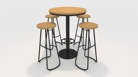 3D Model Bar Table And Chair 5