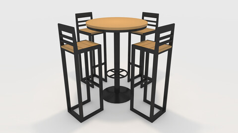 3D Model Bar Table And Chair 6