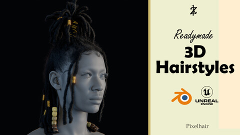 Hairstyle - Dreads 007 (Hair for blender/ unreal engine / metahuman) Afro hair | Kinky hair | 4c Hair | African / African American Hair