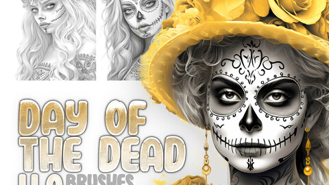 40 Day of the Dead Procreate Stamp Brushes | Day of the Dead Photoshop Stamp Brushes | Mexican Skull Carnival Procreate Brushes | Skull Makeup Brushes Photoshop Procreate