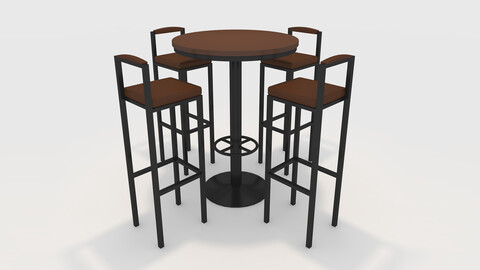 3D Model Bar Table And Chair 7