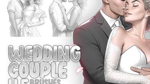 45 Wedding Couple Procreate Stamp Brushes | Wedding Couple Photoshop Brushes | Couple in love Procreate Brushes | Woman and Man Procreate and Photoshop Brushes | Love Couple Photoshop Brushes