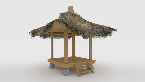 3D Model Gazebo 1 Thatch Roof