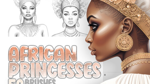 50 African Princesses Procreate Stamp Brushes | Afro Princes Girl Procreate Brushes | Afro Princes Girl Photoshop Brushes | African Goddesses Brushes Procreate | Black Women Brushes Procreate | Black Girls Brushes Stamps Photoshop