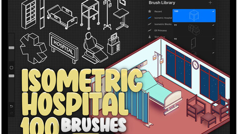 100 Isometric Hospital Brushes for Procreate | Room Isometric Brushes for Procreate | Isometric 3D Interior Procreate Stamps Brushes | Medical Isometric Procreate Brushes | Clinic Room Procreate Brushes | Health Center 3D Procreate Stamp Brushes