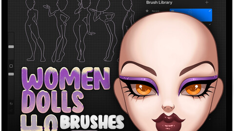 40 Women Dolls Brushes for Procreate | Girls Doll Constructor Stamps for Procreate | Girls Dolls Builder Stamp for Procreate | Woman Doll Maker Procreate Stamp Brushes