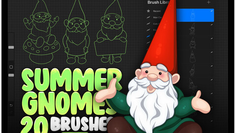 20 Summer Gnomes Brushes for Procreate | Fairy Gnomes Procreate Stamp Brushes | Procreate Christmas Gnomes Stamps | Procreate Xmas Stamp Brushes | Procreate Summer Stamp Brushes | Procreate Xmas Stamp Brushes