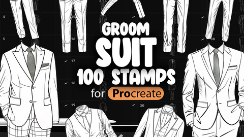 100 Procreate Suit of the Groom Stamp Brushes | Procreate Tuxedo Stamps Brushes | Procreate Wedding Clothes Stamps Brushes | Procreate Wedding Clothing Stamps | Procreate Wedding Grooms Wearing Stamp Brushes