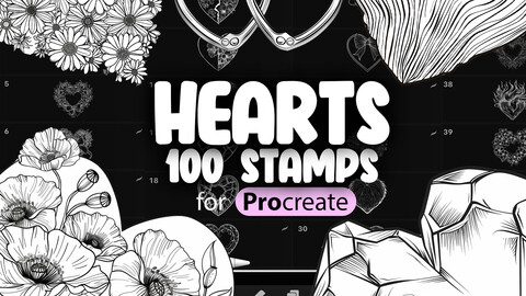 100 Procreate Hearts Stamp Brushes | Procreate Love Stamps Brushes | Procreate Valentines Day Stamps Brushes | Cracked Heart Stamps Procreate Brushes | Love Couple Procreate Brushes