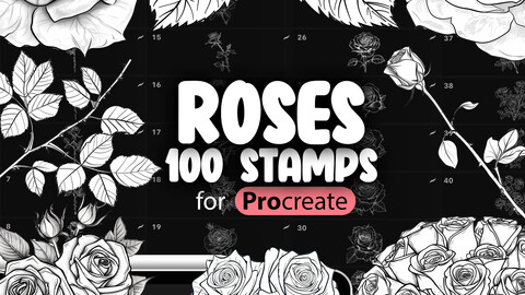 100 Procreate Roses Stamp Brushes | Procreate Flowers Stamps Brushes | Procreate Floral Stamp Brushes | Blossom Procreate Stamp Brushes | Procreate Plants Stamp Brushes | Roses Flowers Procreate Brushes Bundle