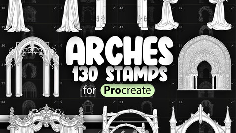 130 Procreate Ceremony Arches Stamp Brushe | Procreate Wedding Arch Stamps | Procreate Traditional Wooden Arch Stamps | Floral Circle Arch Brushes | Archway Procreate Stamp Brushes