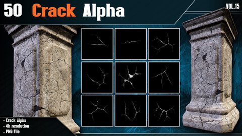 50 Crack Alpha - Vol.15 + Free Tutorial ( 4k PNG )