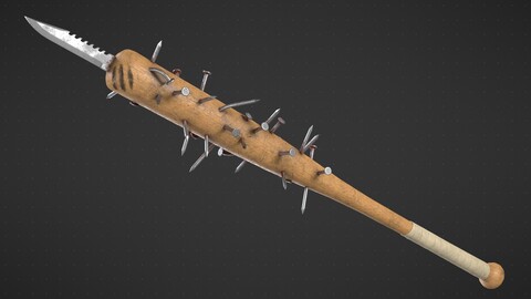 Nailed Baseball Bat | 3D Model | Game Ready | PBR