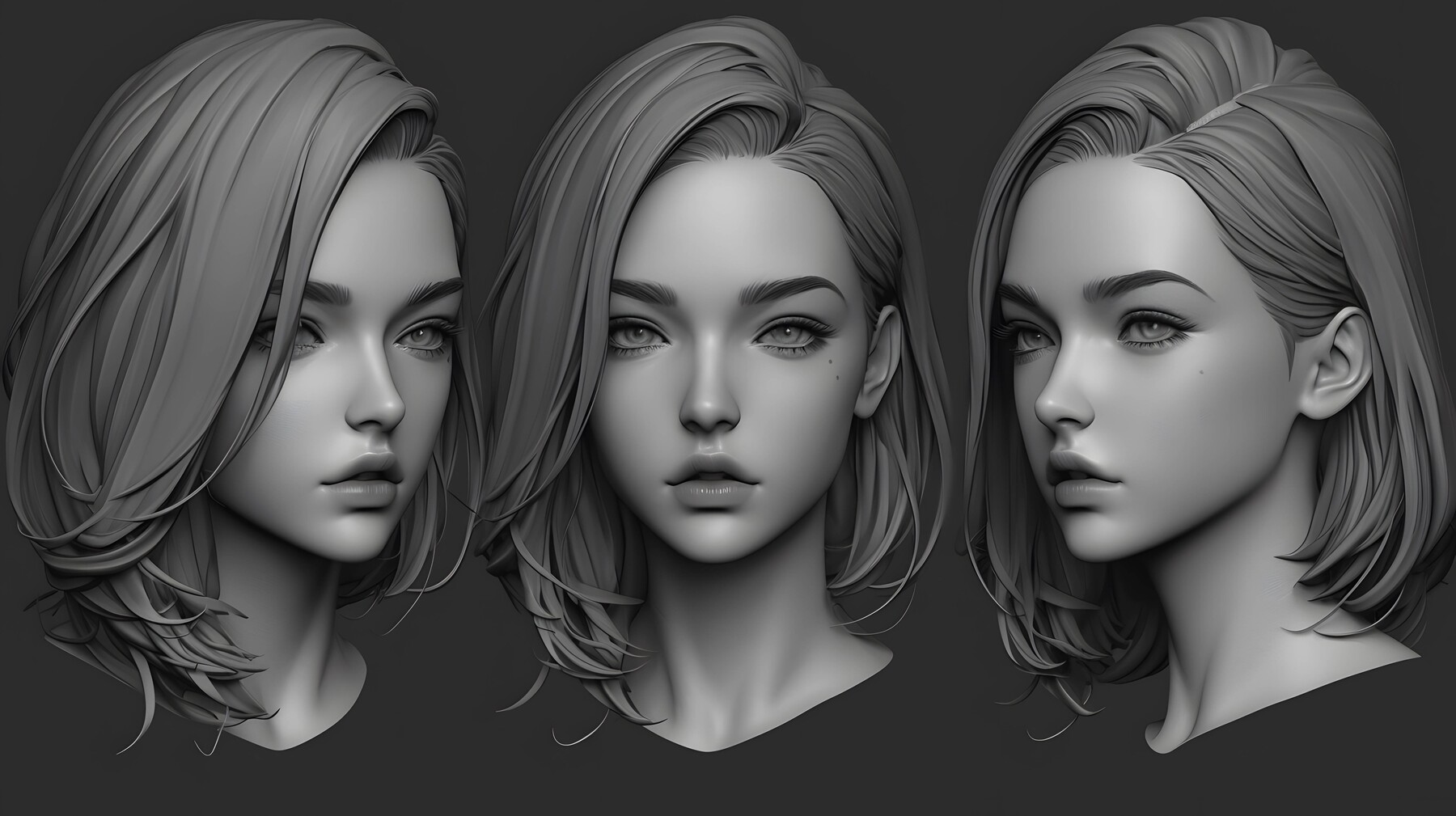 ArtStation - +400 Young Female Head Sculpt Reference(4k) | Artworks