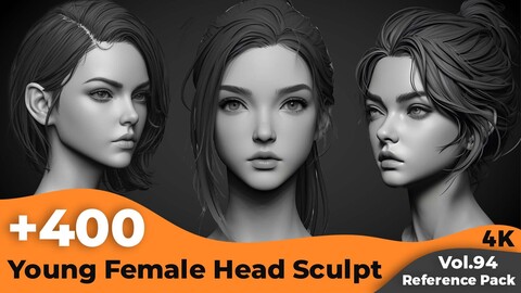 +400 Young Female Head Sculpt Reference(4k)