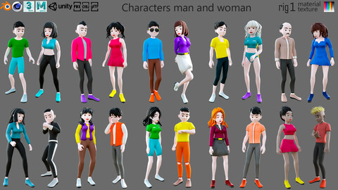 Characters man and woman