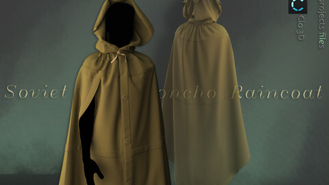 Soviet style Poncho Raincoat_Marvelous designer(Clo3d) project