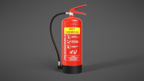 Wet Chemical Fire Extinguisher | 3D Model | High Poly | PBR