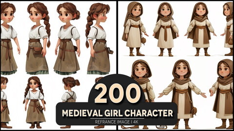 Medieval Girl Character 4K Reference/Concept Images