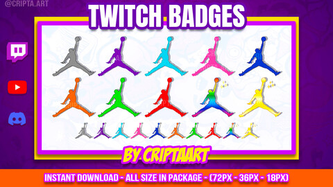 Basketball Twitch Badges, NBA Bit BADges, Jordan, Subscribers, Sports icons, Item for Stream, Discord, Kick, Youtube