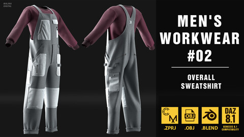 Men's Workwear_02. MD/Clo3d Project file + OBJ + FBX + BLEND