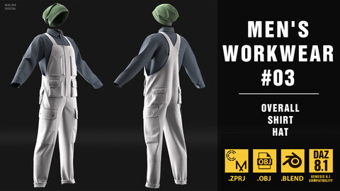 Men's Workwear_03. MD/Clo3d Project file + OBJ + FBX + BLEND