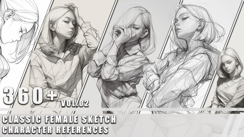 360+ Classic Female Sketch - Character References Vol.02