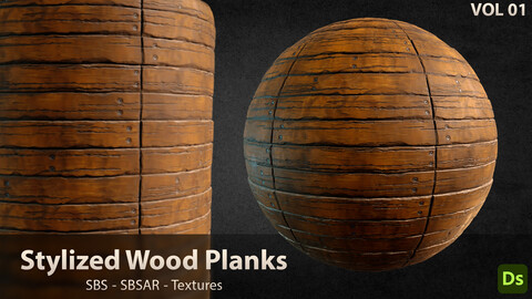 Stylized Wood Planks (SBS - SBSAR - Textures)