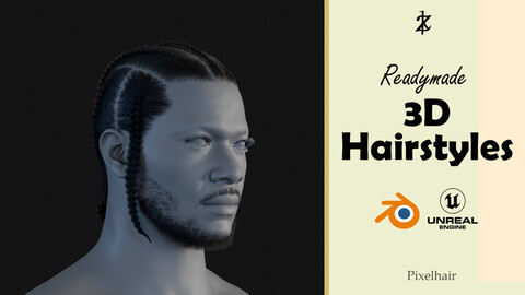 Hairstyle - Braids 008 (Hair for blender/ unreal engine / metahuman) Afro hair | Kinky hair | 4c Hair | African / African American Hair