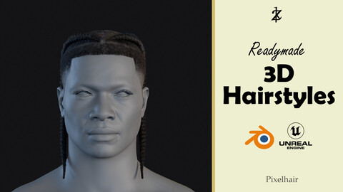 Hairstyle - Braids Fade 001 (Hair for blender/ unreal engine / metahuman) Afro hair | Kinky hair | 4c Hair | African / African American Hair