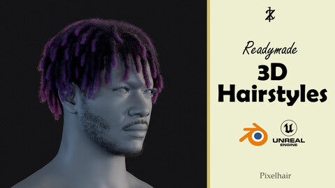 Hairstyle - Dreads 009 (Hair for blender/ unreal engine / metahuman) Afro hair | Kinky hair | 4c Hair | African / African American Hair