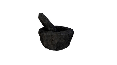 3D Low-Poly Mode Mortar and Pestle