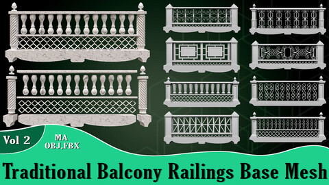 Traditional Balcony Railings Base Mesh Vol 2