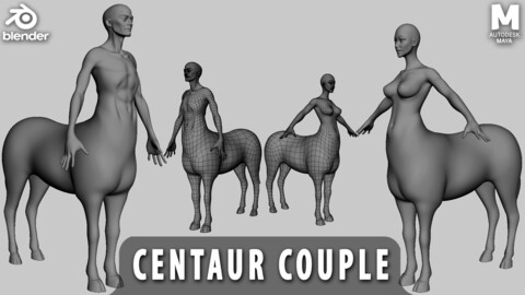 Centaur Couple Basemesh - Topology + UV Map